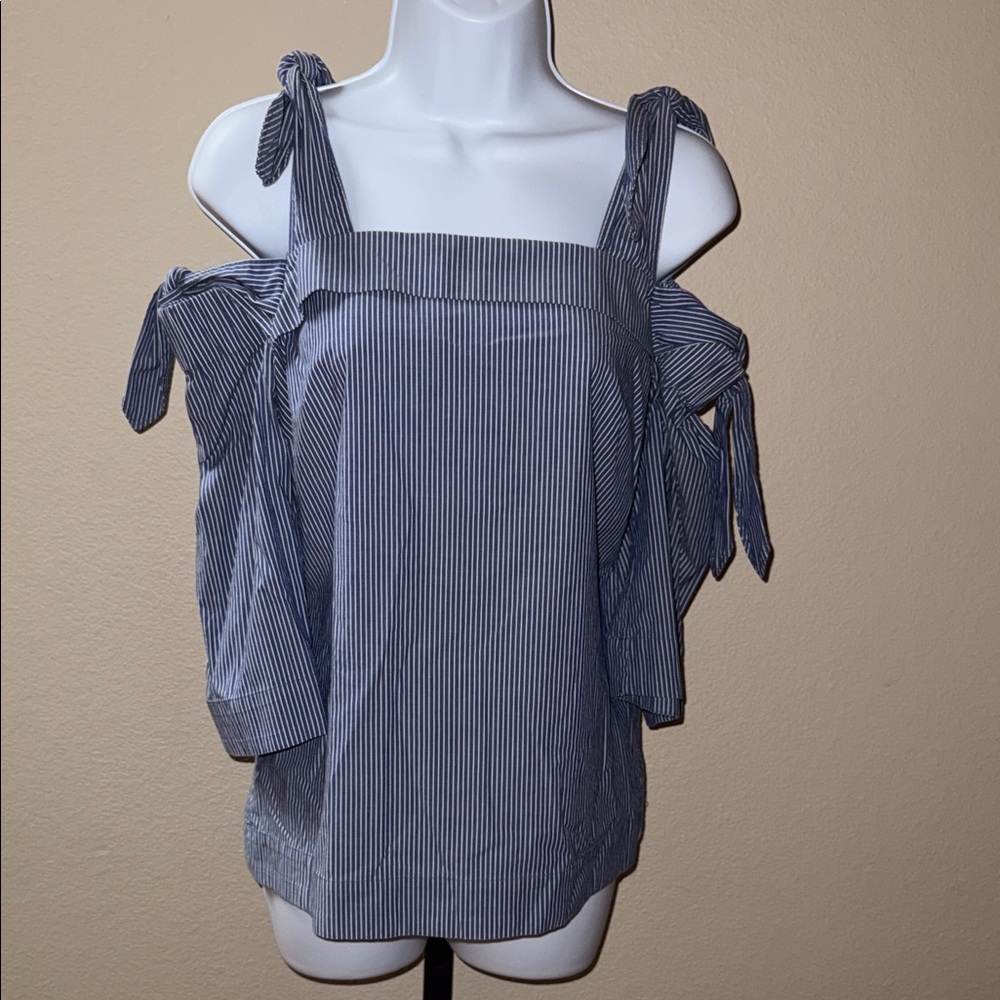 Banana Republic Blue Striped Off Shoulder Blouse Women’s Size XS